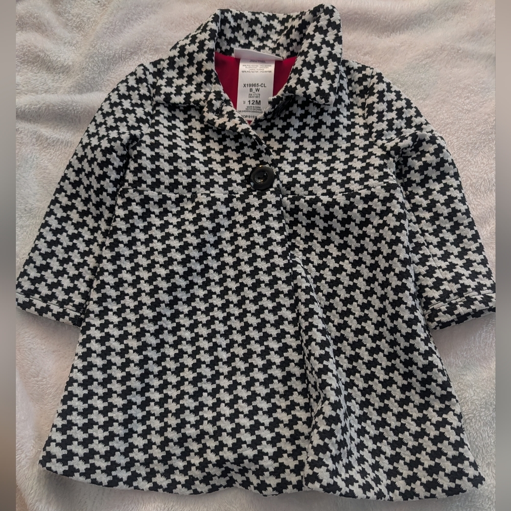 black and white houndstooth baby pea coat